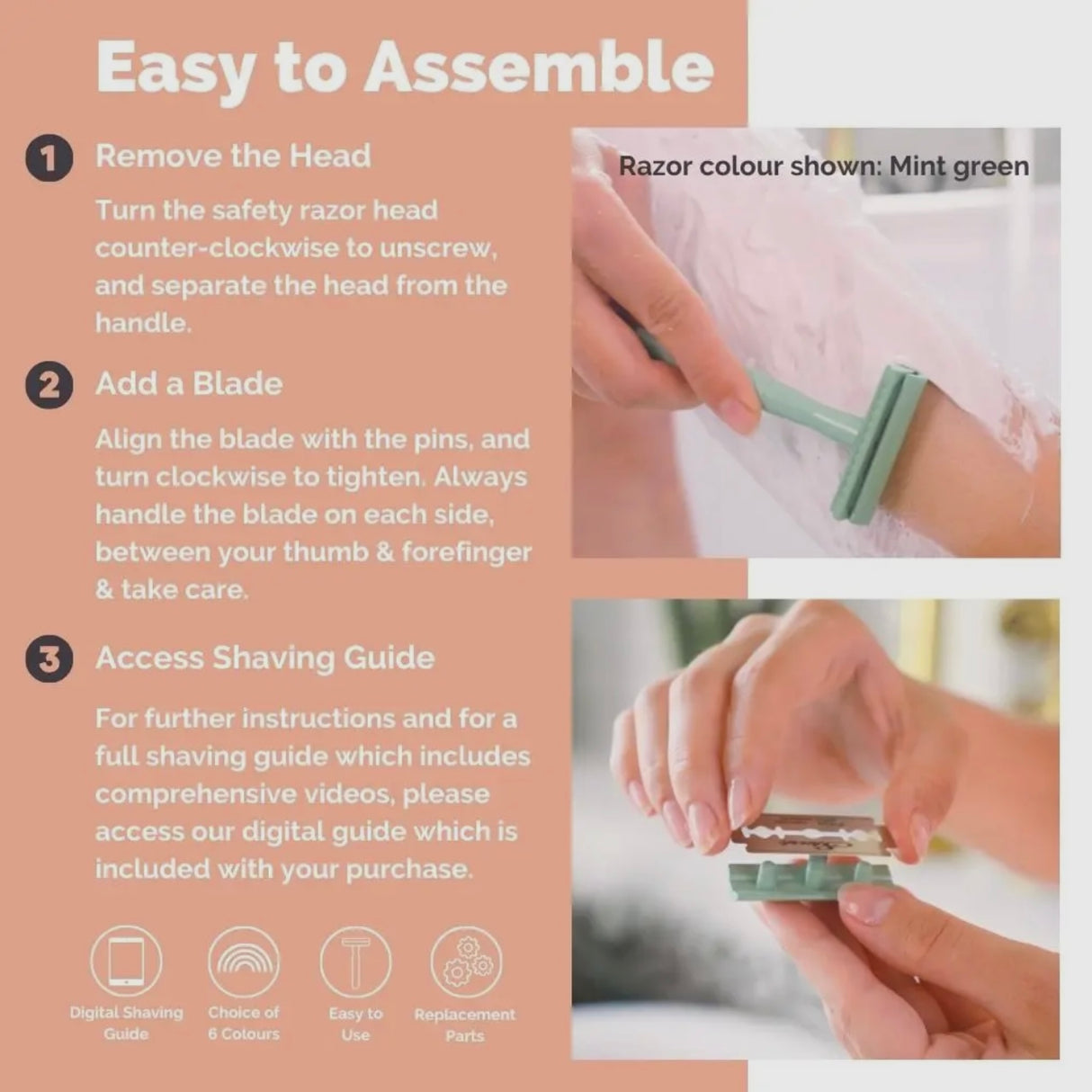 Metallic Safety Razor - Thick Handle