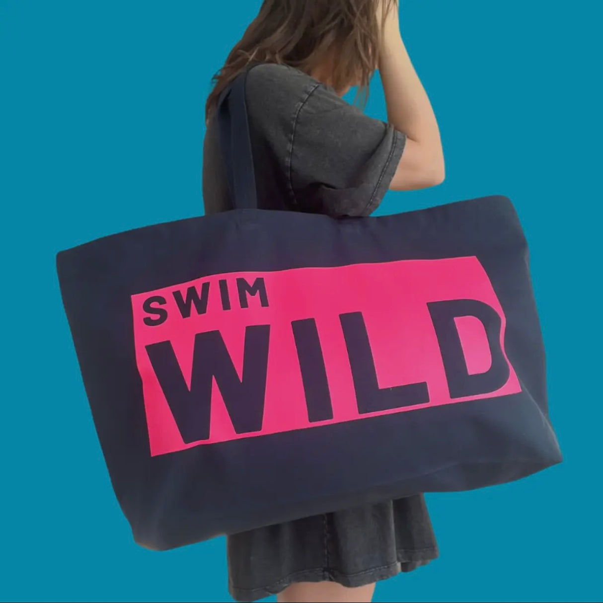 Jumbo Swim Wild Bag - Navy & Neon Pink