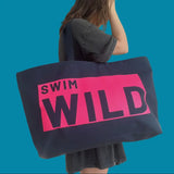 Jumbo Swim Wild Bag - Navy & Neon Pink
