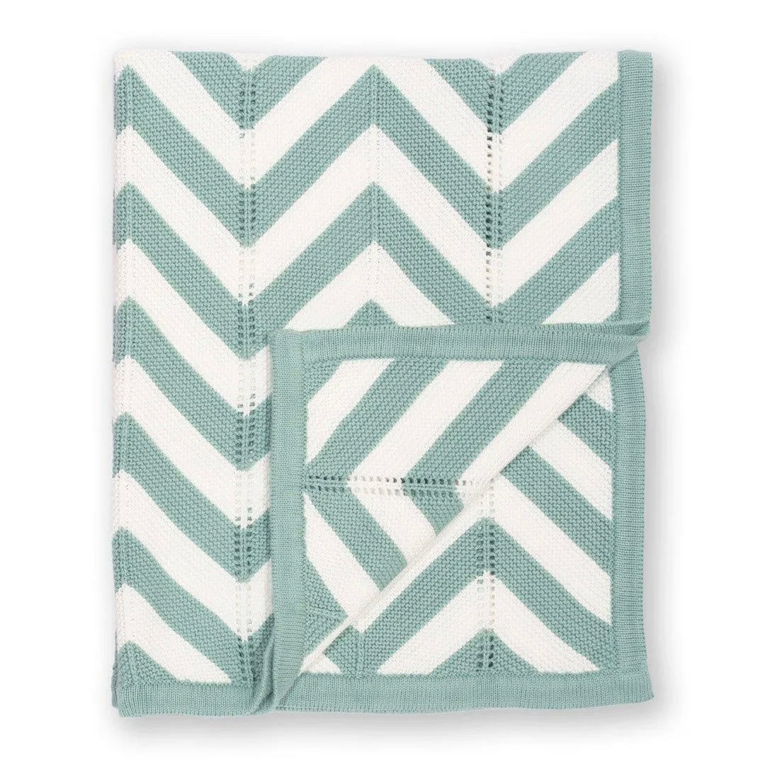 Knitted Chevron Blanket - Soft Spruce