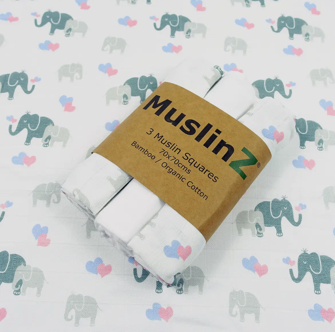 MuslinZ 3 Pack Bamboo/Organic Cotton Muslin Squares