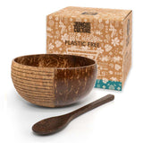 Stripe Pattern Coconut Bowl & Spoon