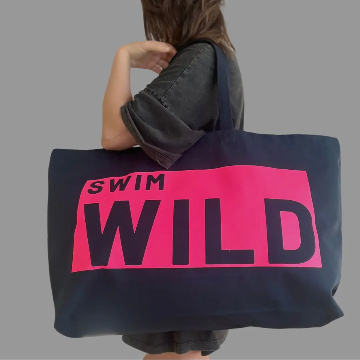 Jumbo Swim Wild Bag - Navy & Neon Pink