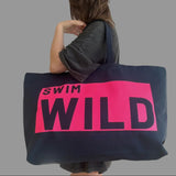 Jumbo Swim Wild Bag - Navy & Neon Pink
