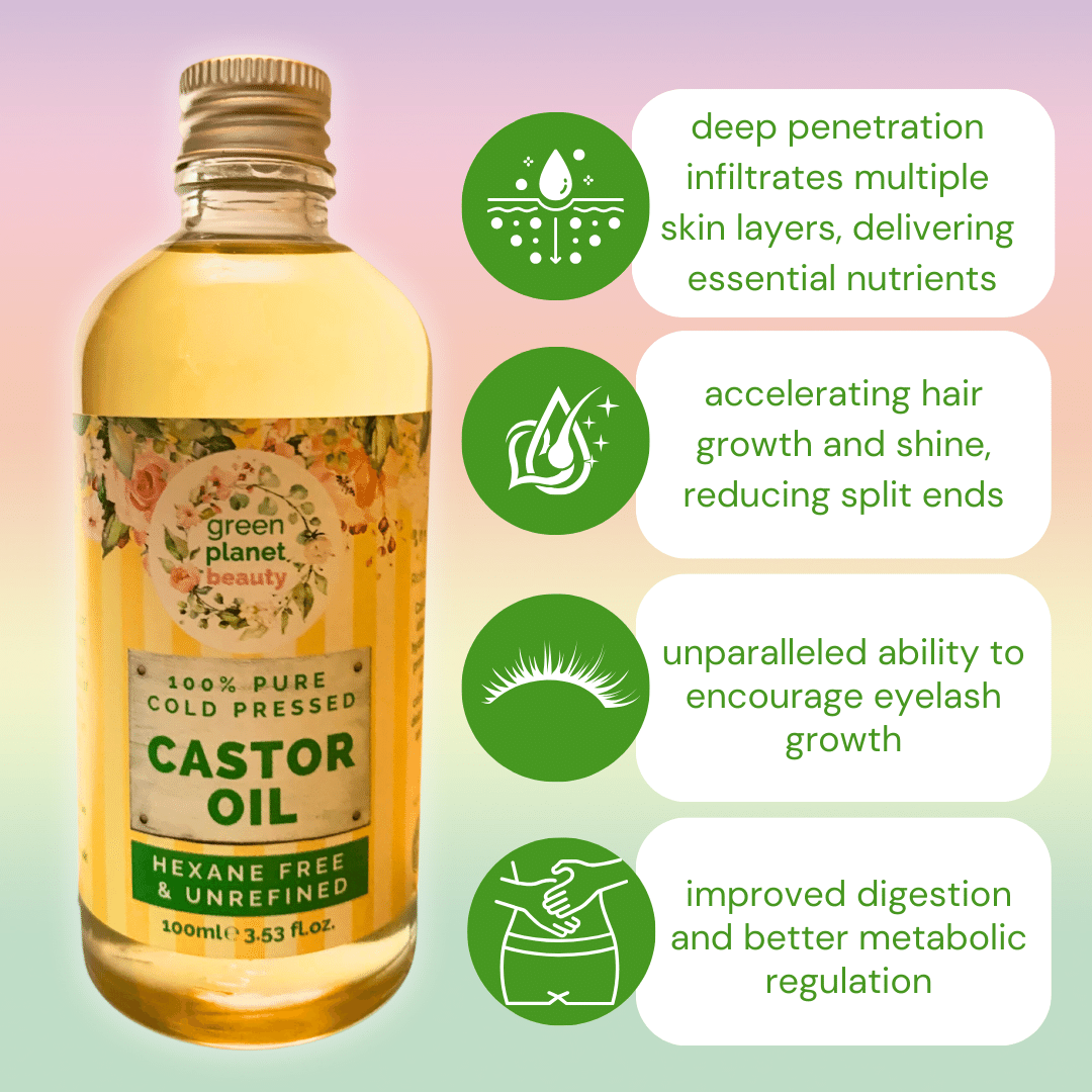 Green Planet Beauty Castor Oil | Finest Pure Cold Pressed | Hexane Free