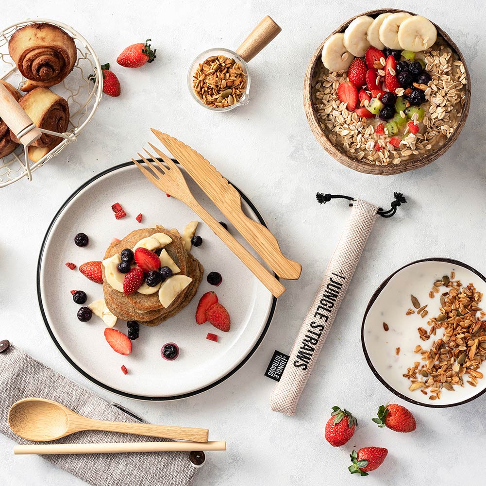 Geometric Pattern Coconut Bowl & Spoon