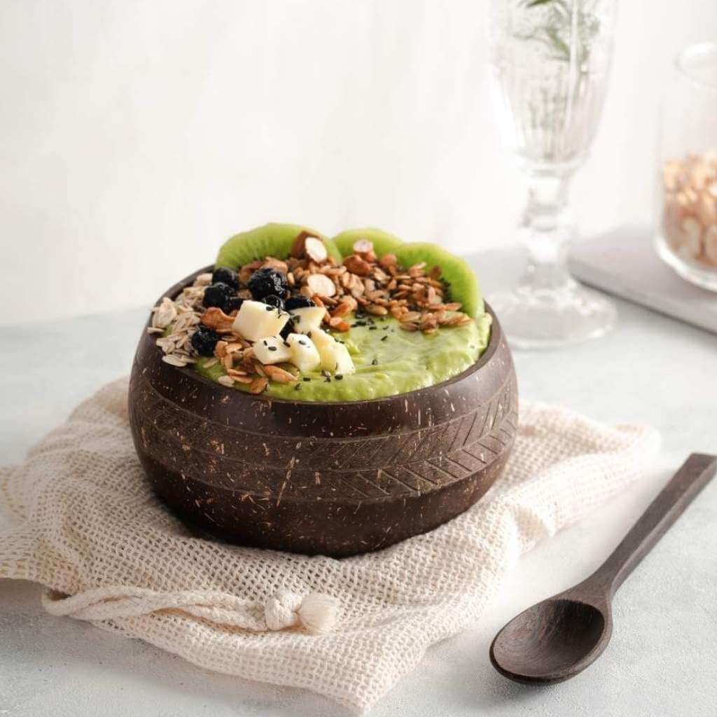 Geometric Pattern Coconut Bowl & Spoon