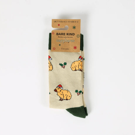 Save the Christmas Capybara Bamboo Socks