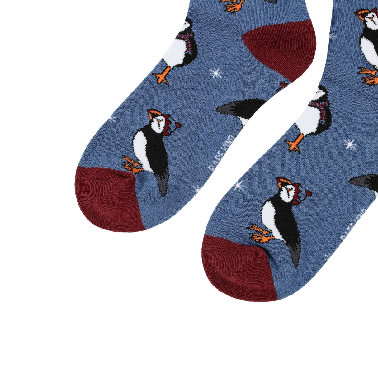 Save the Christmas Puffins Blue Bamboo Socks
