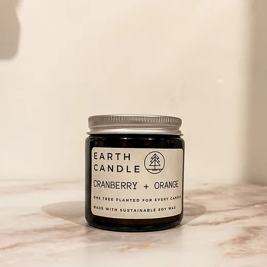 Earth Candle Co Cranberry & Orange Cotton Wick Candle