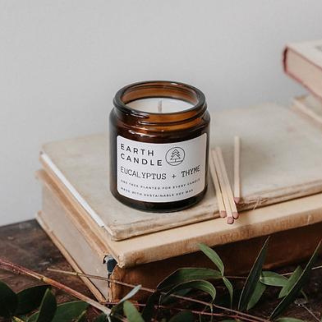 Earth Candle Co Wild Eucalyptus & Thyme Cotton Wick Candle