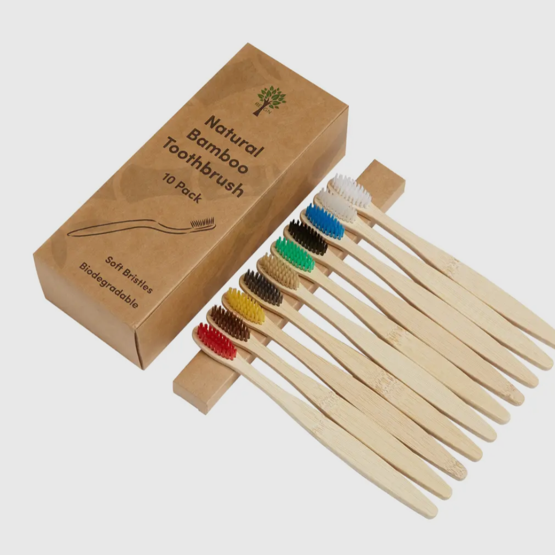 Bamboo Toothbrushes, Adult, Pack of 10