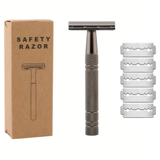 Metallic Safety Razor with 5 Blades