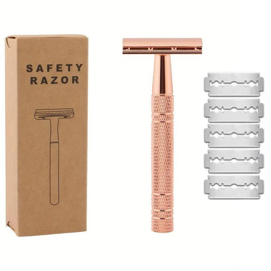 Metallic Safety Razor with 5 Blades