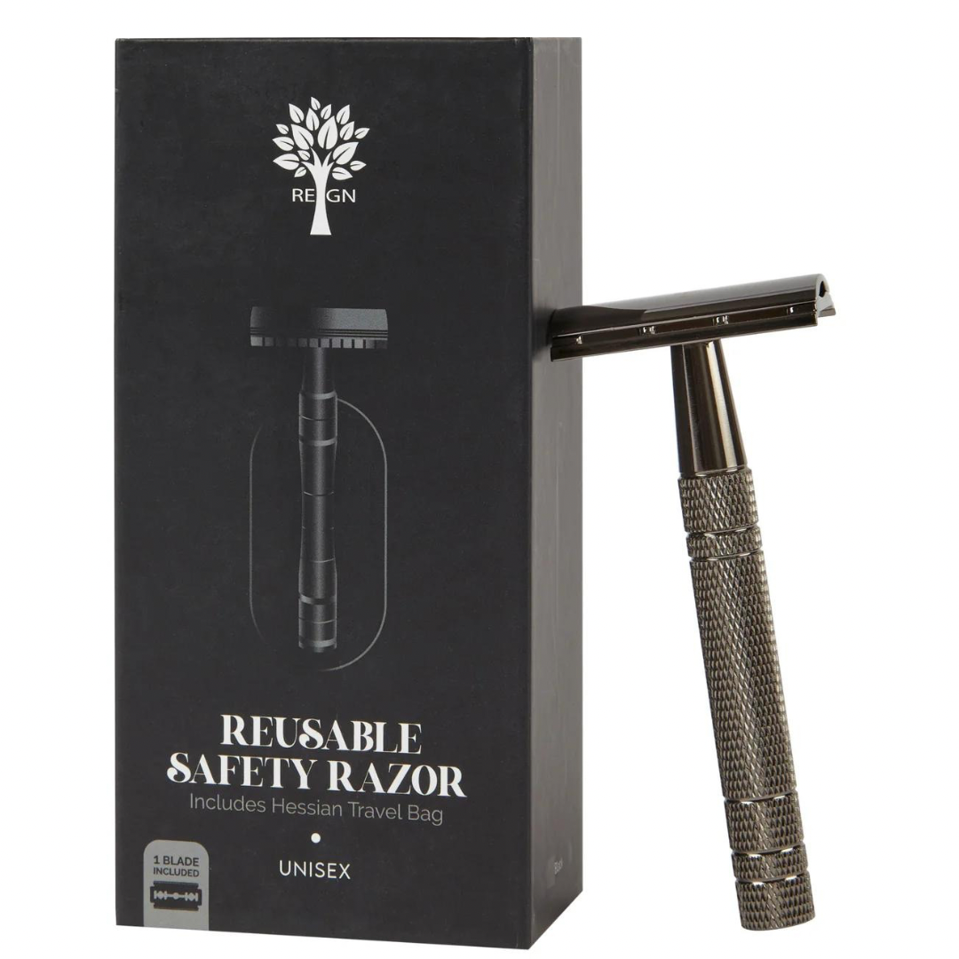 Reusable Safety Razor with Natural Jute Travel Bag