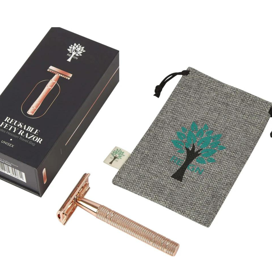 Reusable Safety Razor with Natural Jute Travel Bag