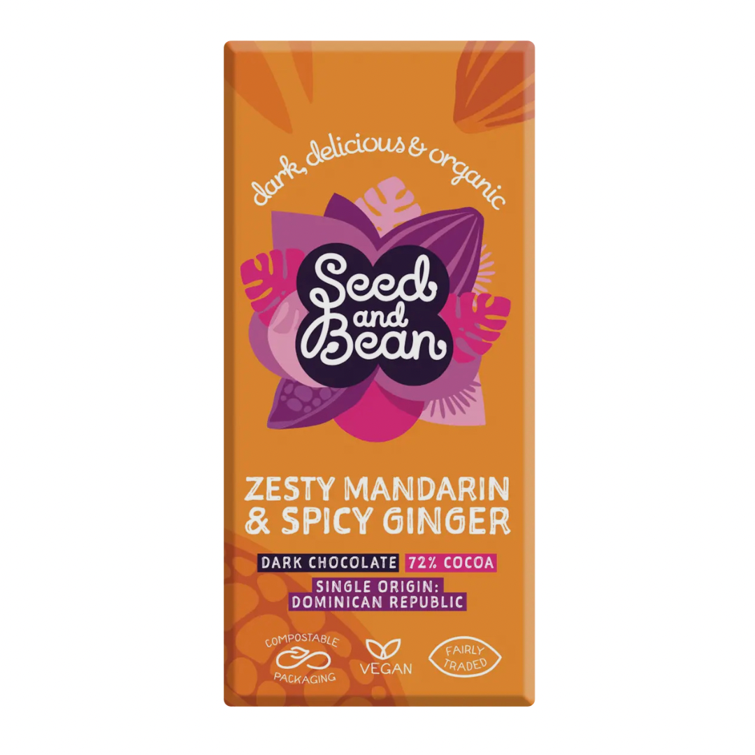 Seed and Bean - 72% Dark Zesty Mandarin and Spicy Ginger 75gr