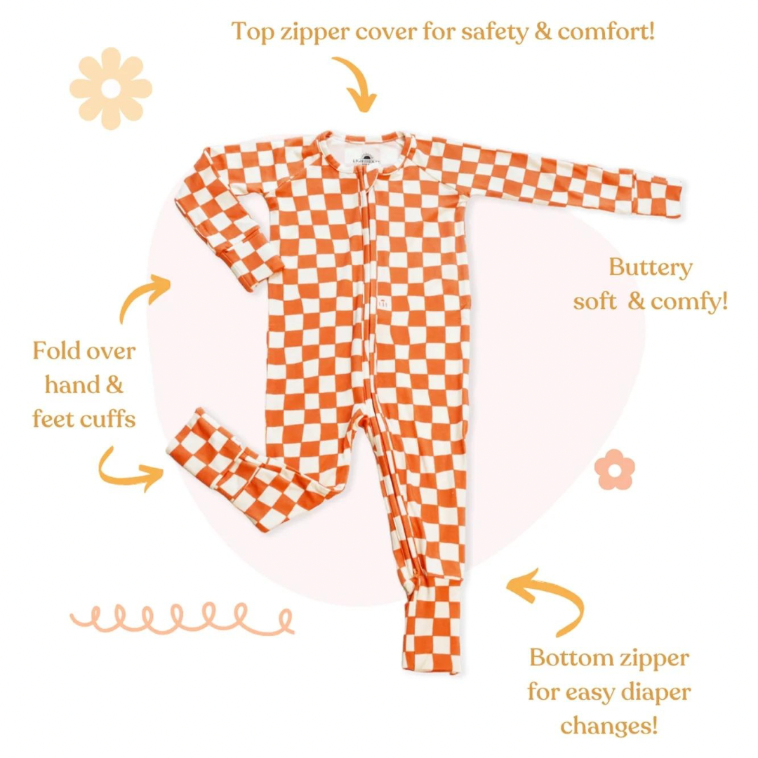 Lighthouse Kids Bamboo Baby Pajamas - Double Zipper - Longies