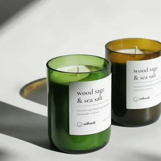 Wood Sage & Sea Salt Wine Bottle Candle