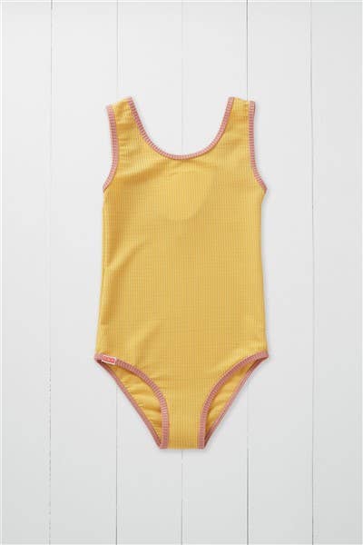 Ochre Ribbed Kids Swimsuit