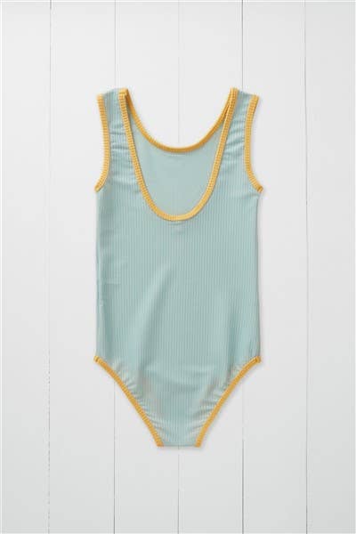 Pistachio Ribbed Kids Swimsuit