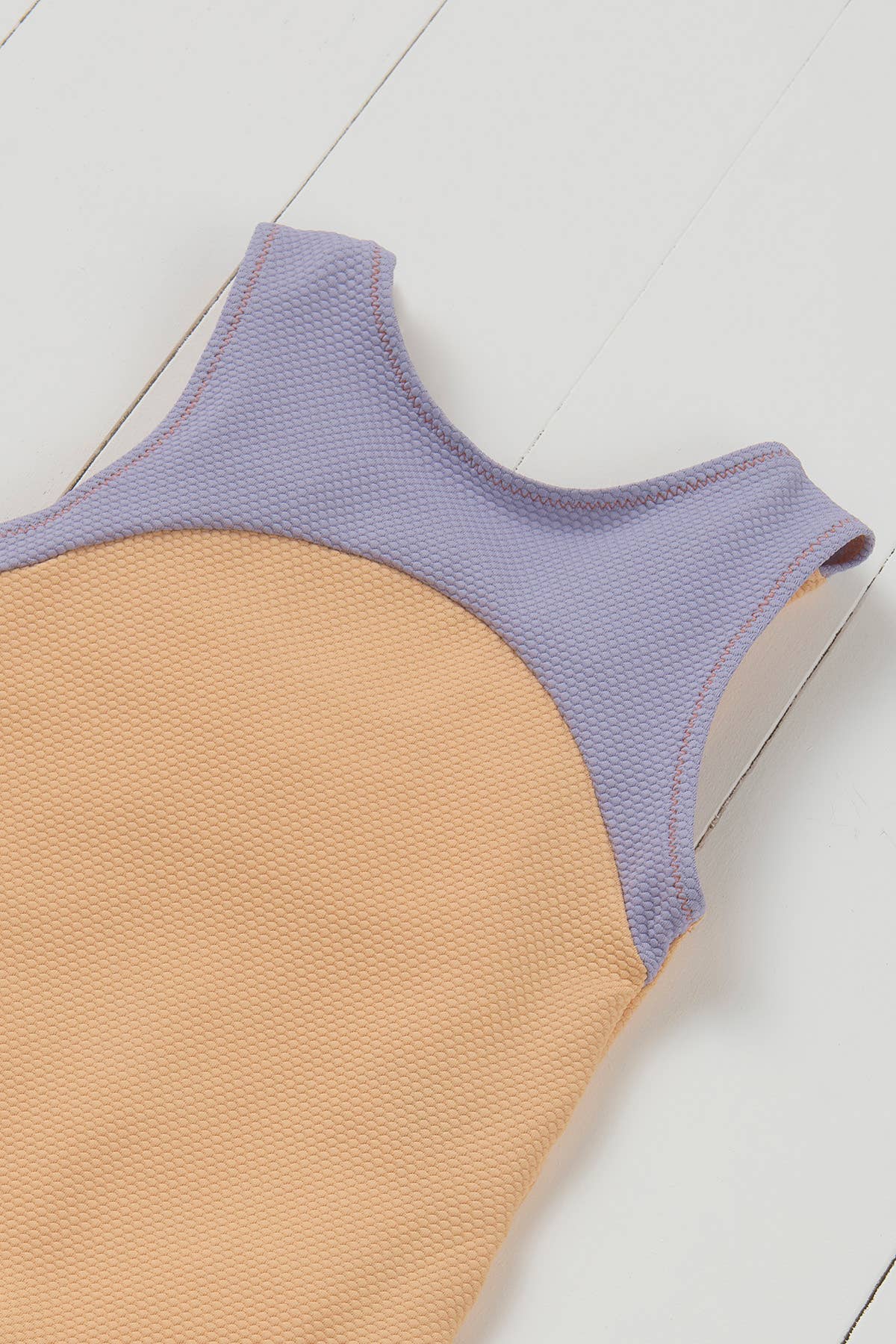 Peach Ribbed Kids Swimsuit