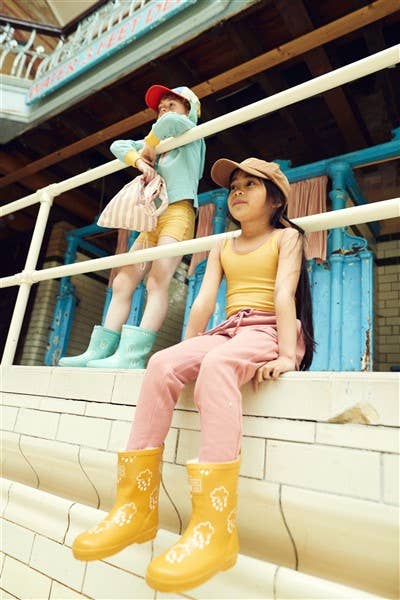 Ochre Ribbed Kids Swimsuit