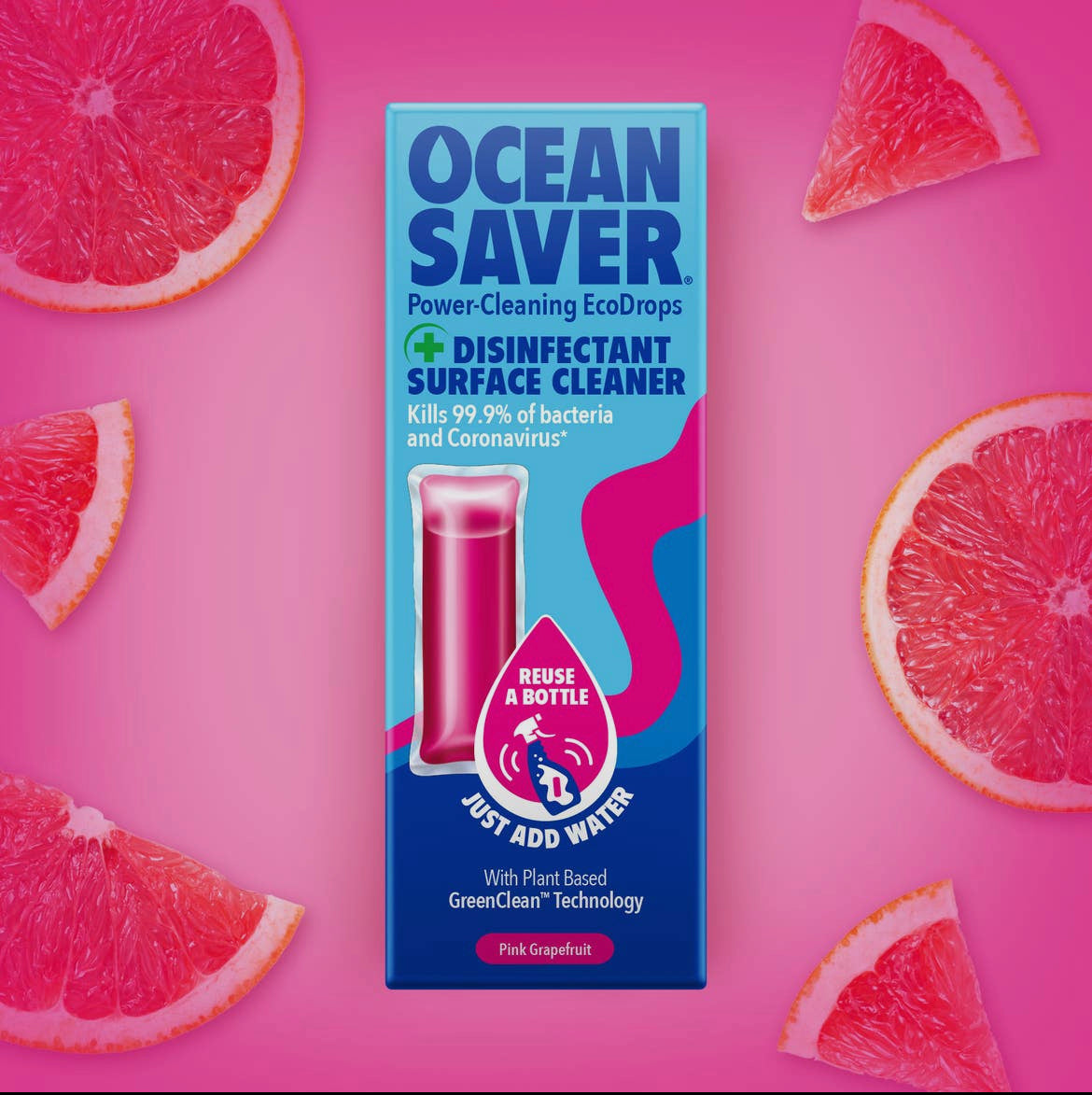 OceanSaver Cleaner Refill Drops - Disinfectant - (Pink Grapefruit)