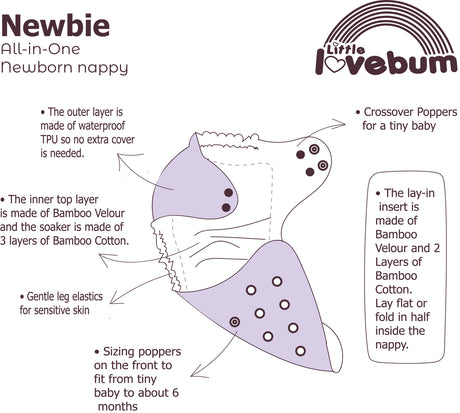 Little Lovebum Newbie All In One Nappy