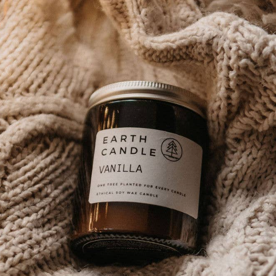 Earth Candle Co Vanilla Cotton Wick Candle